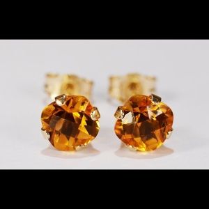 Citrine Earrings in 14KT Yellow Gold Setting